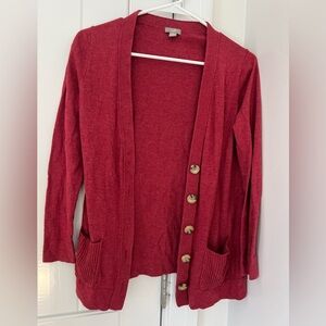 J. Jill Deep Red Button-Up Cardigan